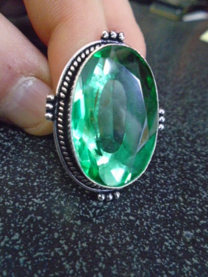 Ladies German Silver & Peridot Ring
