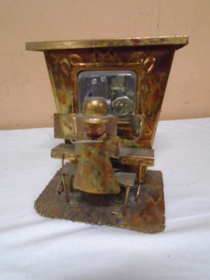 Vintage Metal Art Piano Man Music Box