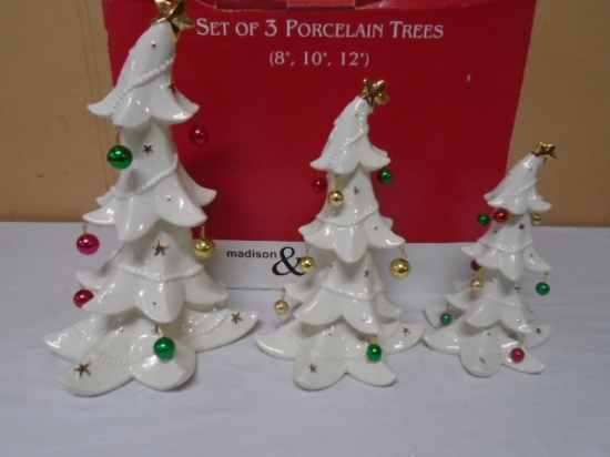 3pc Set of Madison & Max Porcelain Trees
