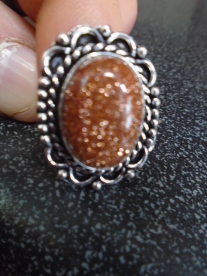 Ladies German Silver & Redstone Ring