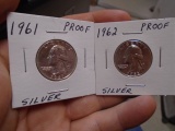 1961 & 1962 Silver Proof Washington Quarters