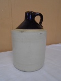 Vintage Brown Over White Crock Jug