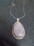 Ladies German Silver & Rose Quartz Necklace