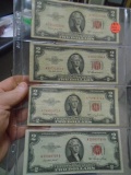 Group of (4) 1953 Two Dollar Red Seal Notes