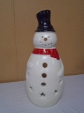 Large Pottery Snowman Candle Lamp