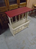 Painted Side Table w/ Double Magazine Rack on Bottom