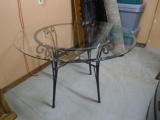 Round Glass Top Iron Base Table