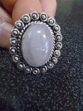 Ladies German Silver & Rose Quartz Ring