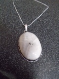 Ladies German Silver & White Rainbow Pendant & Necklace