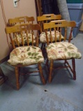 Set of 4 Solid Wood Chairs w/ Matching Seat Cushions