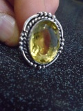 Ladies German Silver & Lemon Quartz Ring