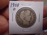 1908 O Mint Silver Barber Half Dollar