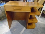 Vintage Small Solid Wood Desk w/ 3 Shelves on Side