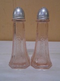 Set of Pink Depression Glass Salt & Pepper Shakers