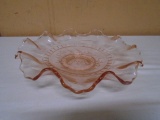 Vintage Ruffled Edge Pink Depression Bowl