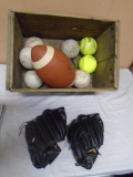 Large Group of Sports Ball & Ball Gloves