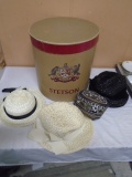 Vintage Stetson Hat Box w/ Ladies Hats