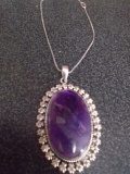 Ladies German Silver & Amethyst Pendant & Necklace