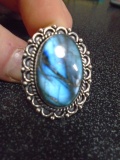 Ladies German Silver and Labarodorite Ring