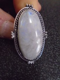 Ladies German Silver & Rainbow Moonstone Ring