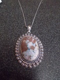 Ladies German Silver & Turquoise Pendant & Necklace