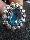 Ladies German Silver & Aquamarine Quartz Ring