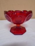 Vintage Fostoria Ruby Coin Glass Footed Bowl