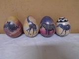 Set of 4 Hand Made Stone Safari Eggs