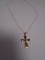 Ladies 14k Gold Cross Pendant & Necklace