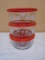 3pc Set of Pyrex Glass Storage Bowls w/ Lids