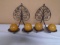 2pc Set of Iron Wall Handle Holders w/ 4 New Candles
