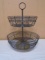 2 Tier Metal Basket on Wood Base