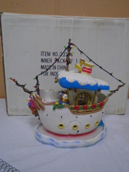 Disney Retired Toon Town "Miss Daisey" Lighted Donald Duck Boat House