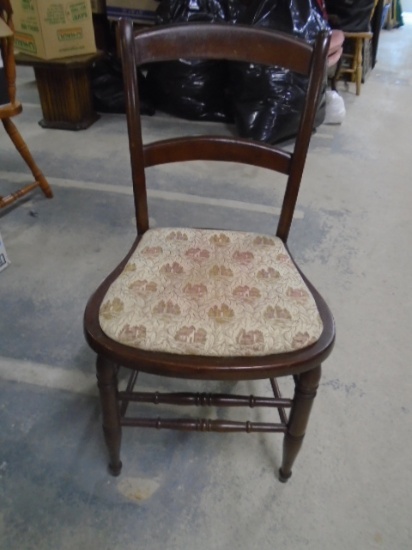 Upholstered Seat Wooden Ladder Back Chair