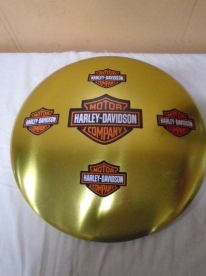 Round Harley Davidson Metal Button Sign