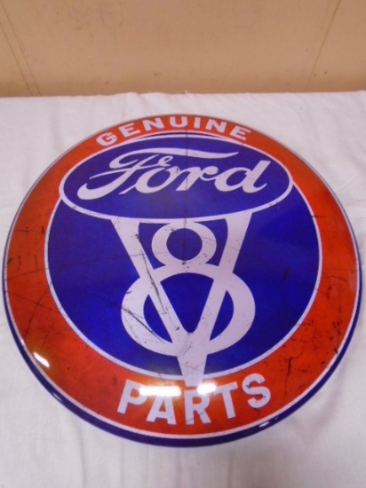 Round For V8 Metal Button Sign