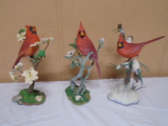 3pc Set of Danbury Mint Cardinal Figurines