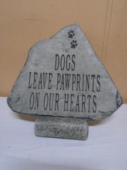 Cement "Dogs Leave Pawprints on Our Hearts" Stone