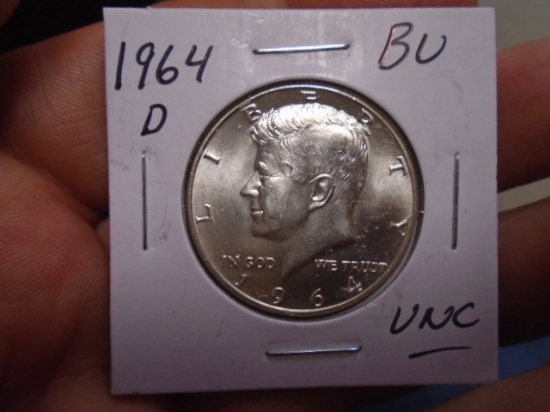 1964 D Mint Silver Kennedy Half Dollar