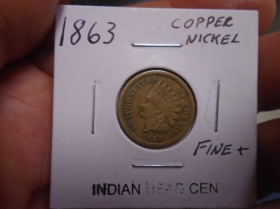 1863 Copper Nickel Indian Head Center