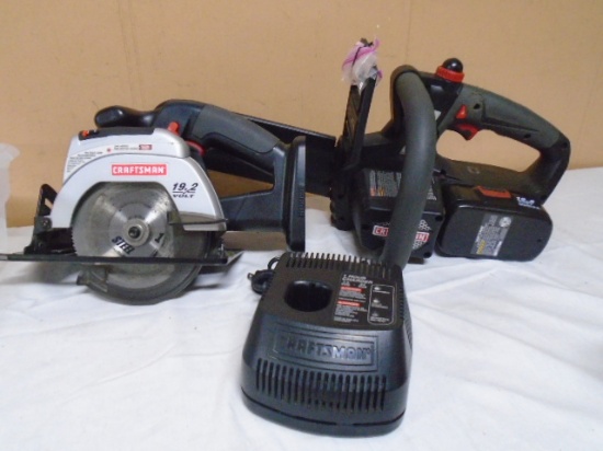 Craftsman 10in 19.2 Volt Cordless Chainsaw & 5 1/2in Trimsaw w/ Battery & Charger