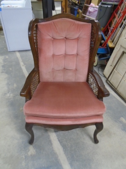 Cane Side Wing Back Accent Chair