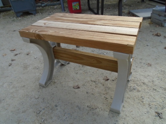 Small Composite Side Wood Top Bench