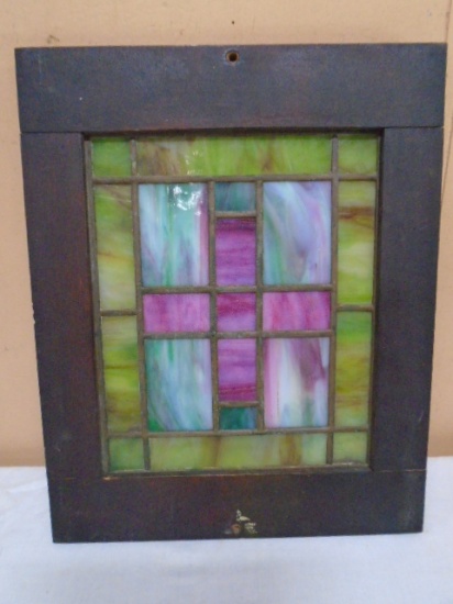 Wood Framed Stained Glass Piece
