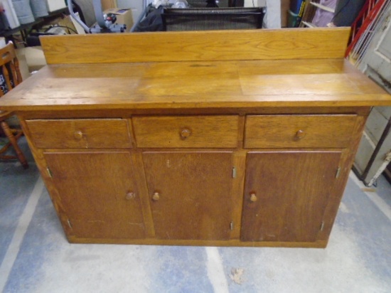 Vintage Oak Cabinet w/ 3 Drawers & 3 Doors