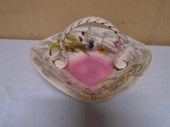 Vintage Hull Pottery Blossom Flite Pink Basket