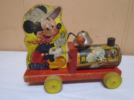 Vintage Fisher Price Toys No.485 Mickey Mouse Choo-Choo Pull Toy