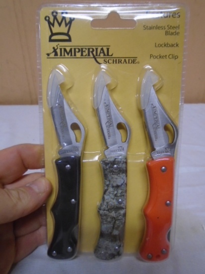 3pc Set of Imperial Schrade Lockblade Knives