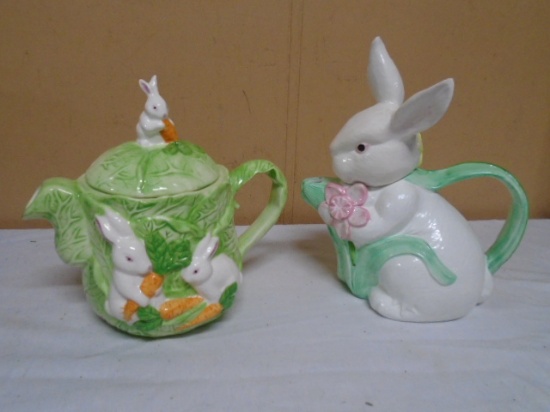 2 Decorative Rabbit Tea Pots