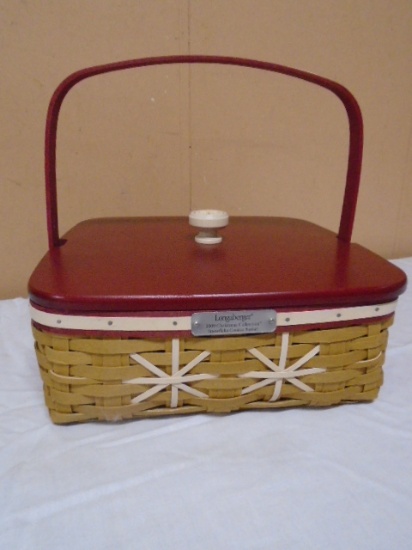 2009 Longaberger Snowflake Cookie Basket w/ Liner & Protector & Lid